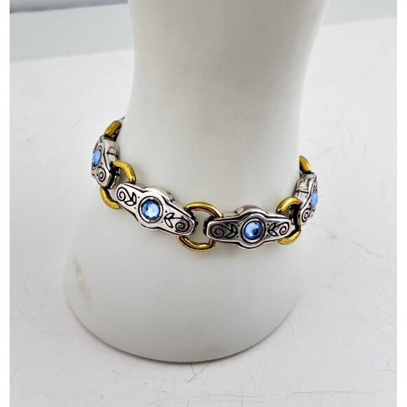 Brighton Celestine Silver Tone & Blue Rhinestone Bracelet silver and gold tone. - Picture 2 of 7